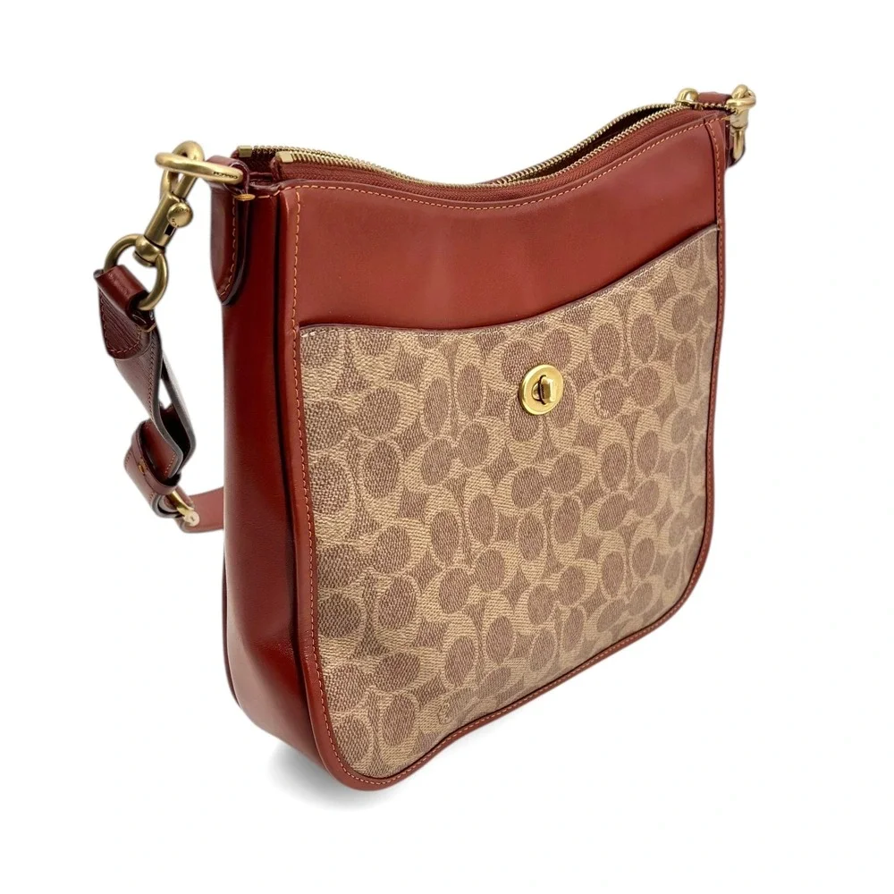 Coach Chaise Crossbody Bag In‎ Signature Canvas Tan Rust - C8487